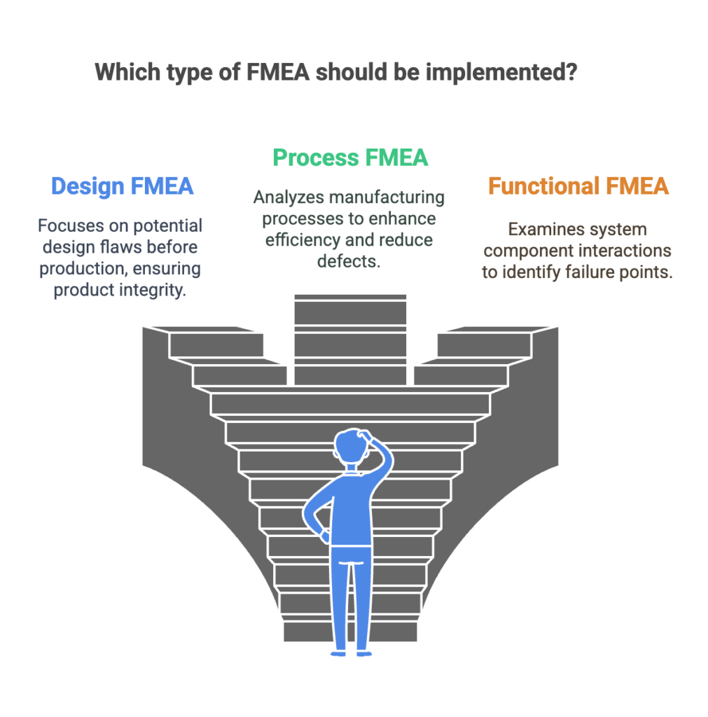 Types of FMEA
Design FMEA (DFMEA): Focuses on identifying potential design flaws in a product before it reaches the production stage.
Process FMEA (PFMEA): Analyzes potential failures in manufacturing or assembly processes to enhance efficiency and reduce defects.
Functional FMEA: Examines how different system components interact and identifies possible points of failure.
Understanding the role of electrical engineering expert witnesses is crucial in identifying risks in FMEA assessments, particularly in industries dealing with electrical systems and automation.