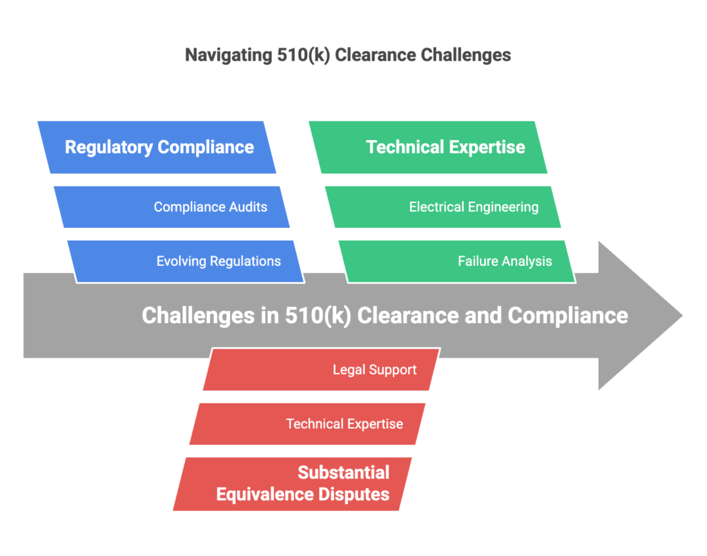 As regulatory demands for 510(k) clearance evolve, expert witness testimony becomes increasingly critical. Ensuring compliance, addressing substantial equivalence disputes, and supporting litigation requires technical expertise in electrical engineering, failure analysis, and regulatory processes.

For expert support in medical device litigation, compliance audits, and FDA disputes, contact Discovery Engineering today.