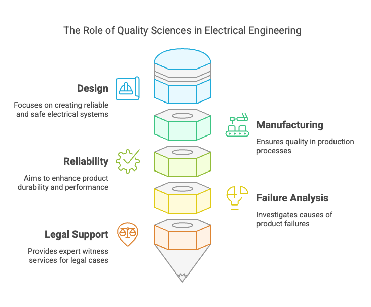 Quality Sciences play a vital role in the design, manufacturing, and reliability of electrical and electronic systems. At Discovery Engineering, this discipline intersects directly with our core mission—supporting attorneys, insurers, and manufacturers with electrical engineering expert witness services and technical consulting in complex product liability and failure analysis cases.