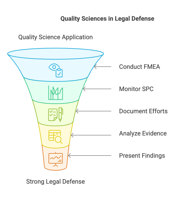 The Legal Value of Quality Sciences

So why does all of this matter in a legal context?

Understanding and applying quality sciences can make or break a case. If a company failed to conduct FMEA or ignored SPC warning signs, it might be held liable for resulting damages. On the other hand, thorough documentation of these efforts can form a strong defense, demonstrating adherence to industry best practices and due diligence.

At Discovery Engineering, we bridge the gap between engineering rigor and legal clarity. Our team helps clients dissect the technical evidence and determine whether a failure was foreseeable, preventable, or the result of negligence. We present these findings in a way that courts, juries, and legal professionals can easily understand.