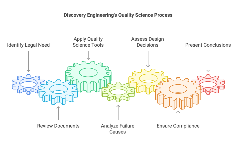 Quality Sciences in Electrical Engineering

Quality sciences provide a structured, evidence-based approach to understanding why systems fail and how they can be improved. In electrical engineering and litigation, these tools help uncover the root causes of defects, evaluate design decisions, and assess whether industry standards were met.

Discovery Engineering brings deep technical knowledge and clear communication to complex failure investigations. By applying methodologies like FMEA, RCA, SPC, and Six Sigma, we help our clients manage risk, ensure compliance, and present credible, defensible conclusions in high-stakes cases.

For clients seeking expert guidance in electrical failure analysis and quality-related litigation, Discovery Engineering stands ready to support your case with clarity, authority, and integrity.