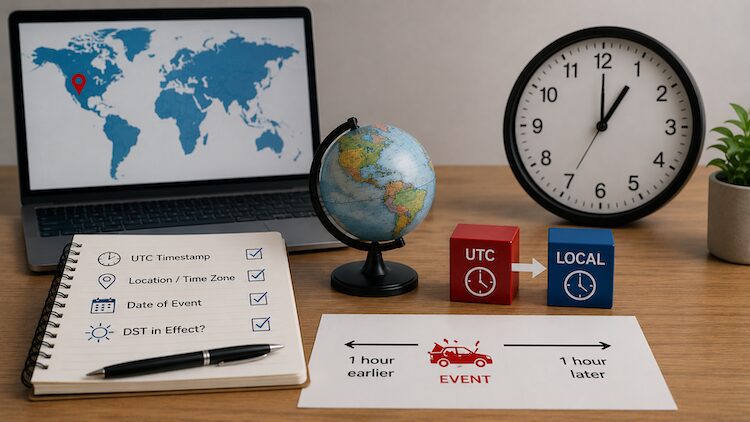 UTC conversion checklist for location, date, and DST