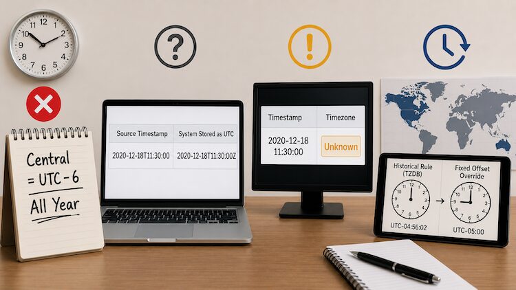 Timezone conversion mistakes across systems and records