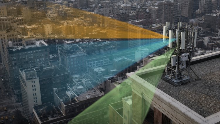 Cell tower sectors over uneven urban radio coverage