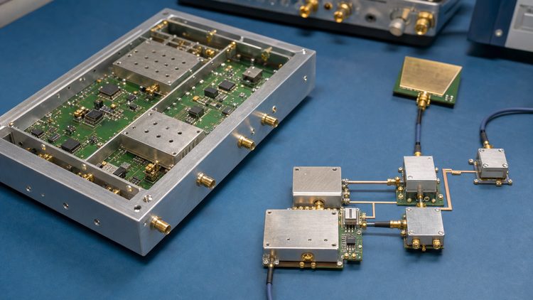 RF modules arranged to show a signal-path comparison