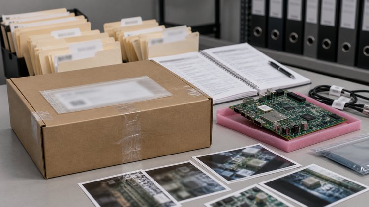 Evidence box and telecom circuit board documentation package