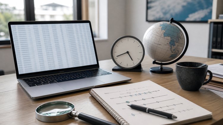 UTC timestamp evidence review with clock and globe